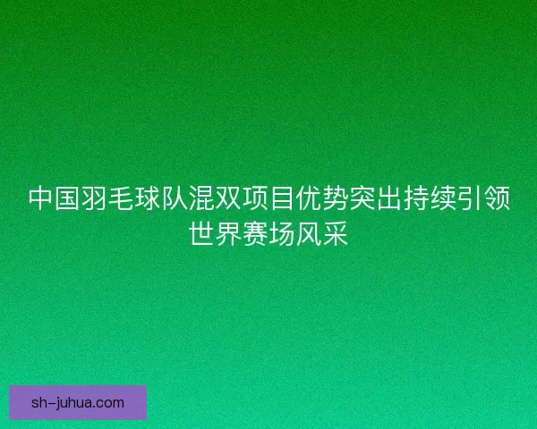 中国羽毛球队混双项目优势突出持续引领世界赛场风采